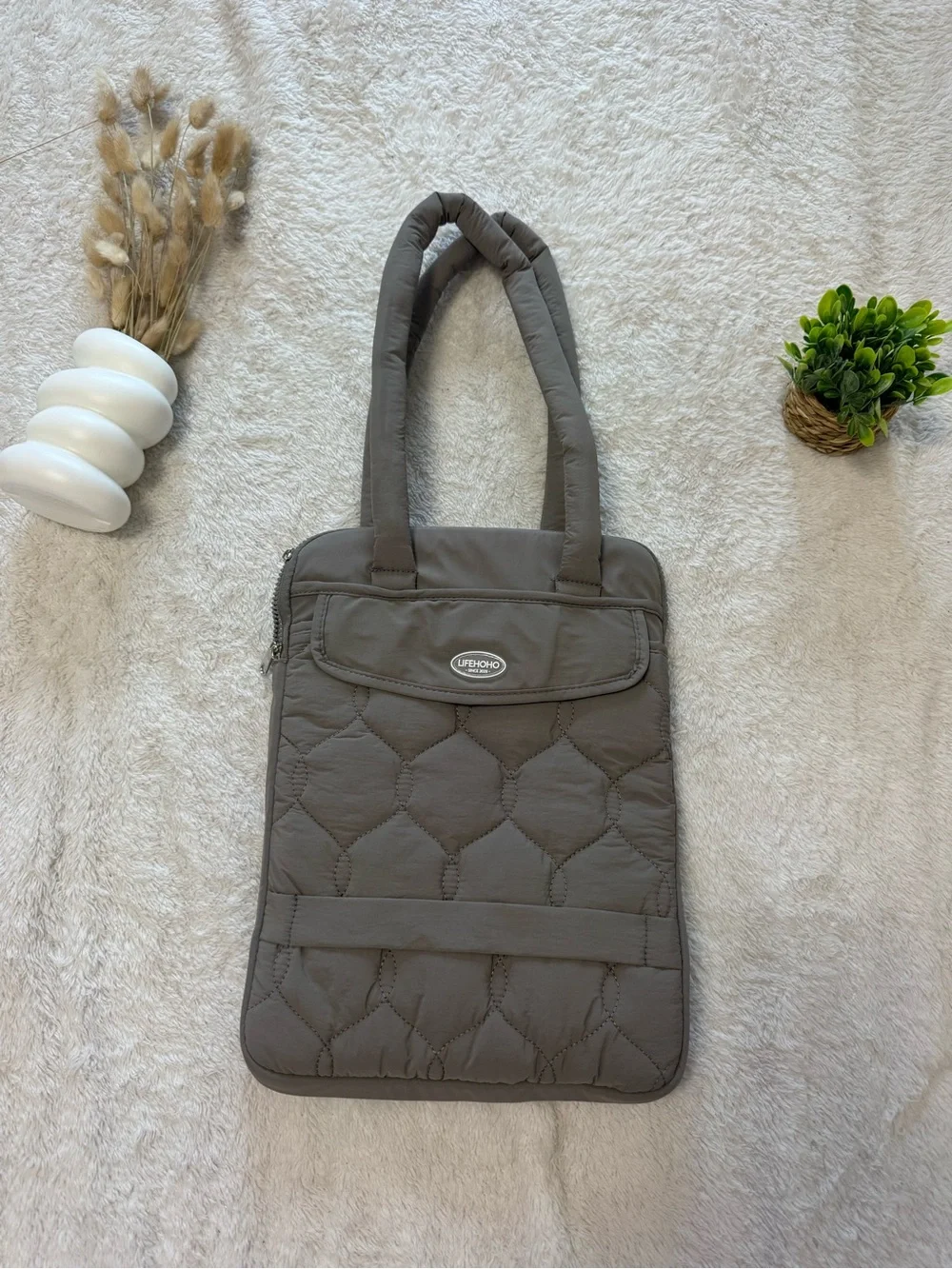 New LIFEHOHO Gray Padded Laptop Tote Bag